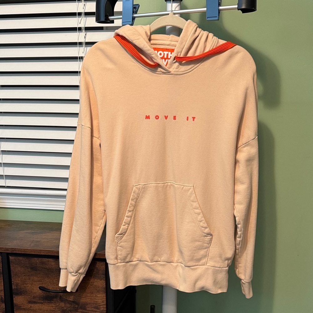 MOTHER Beige Hoodie with Red Text